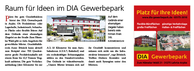 Raum für Ideen im DIA Gewerbepark 